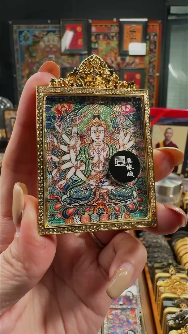 吊坠壹善缘城手绘唐卡准提