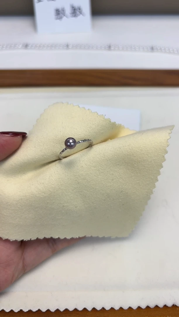 银S925镶嵌戒指淡水珍珠芋*卷戒指