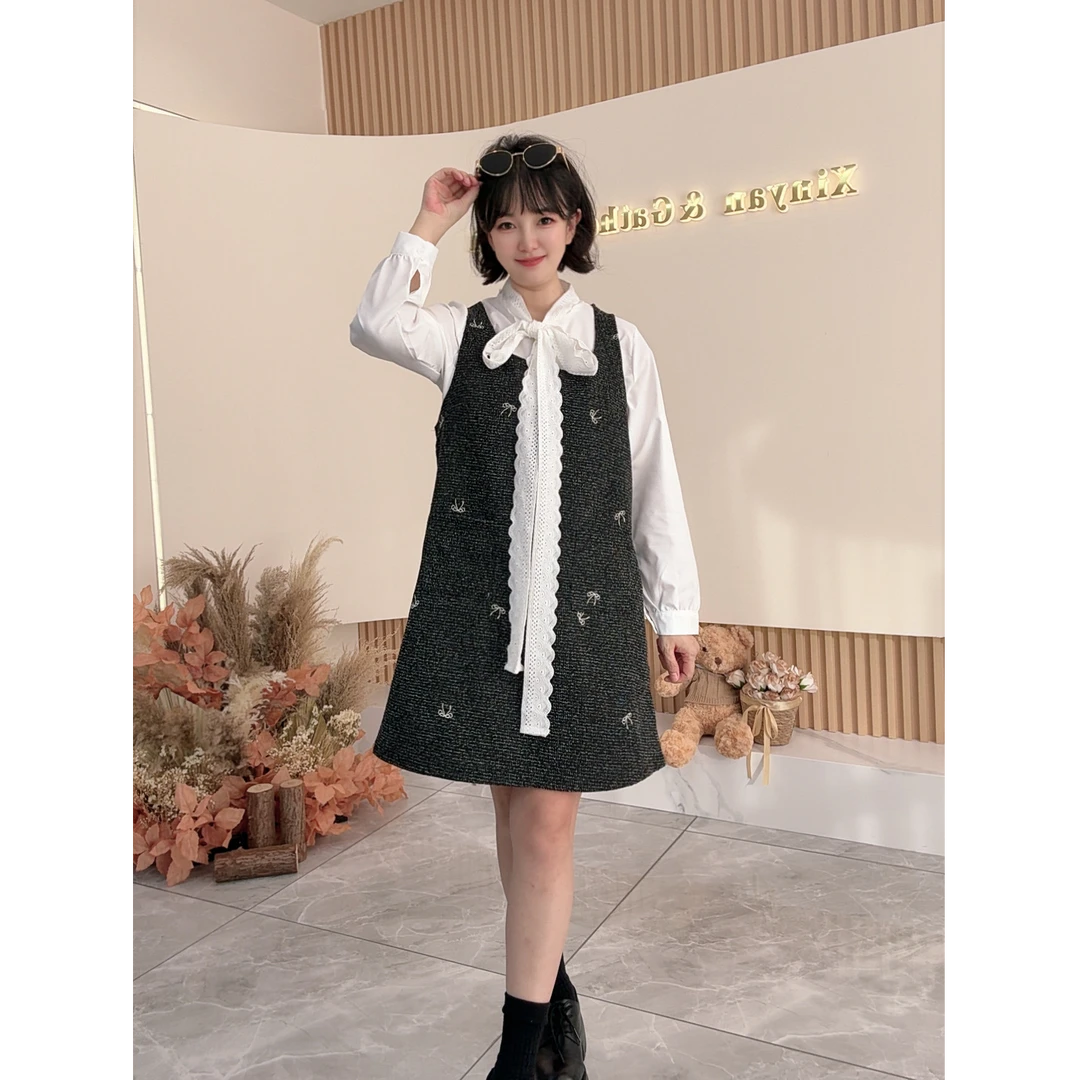 【之霖甄选】大码秋季法式气质连衣裙子小香风高级感miu系穿搭套装