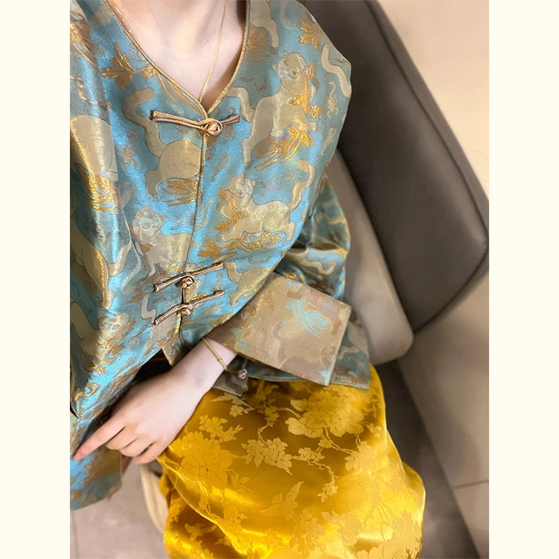 新中式女装中国风今年流行漂亮盘扣外套衬衫套装裙春款2025年新款