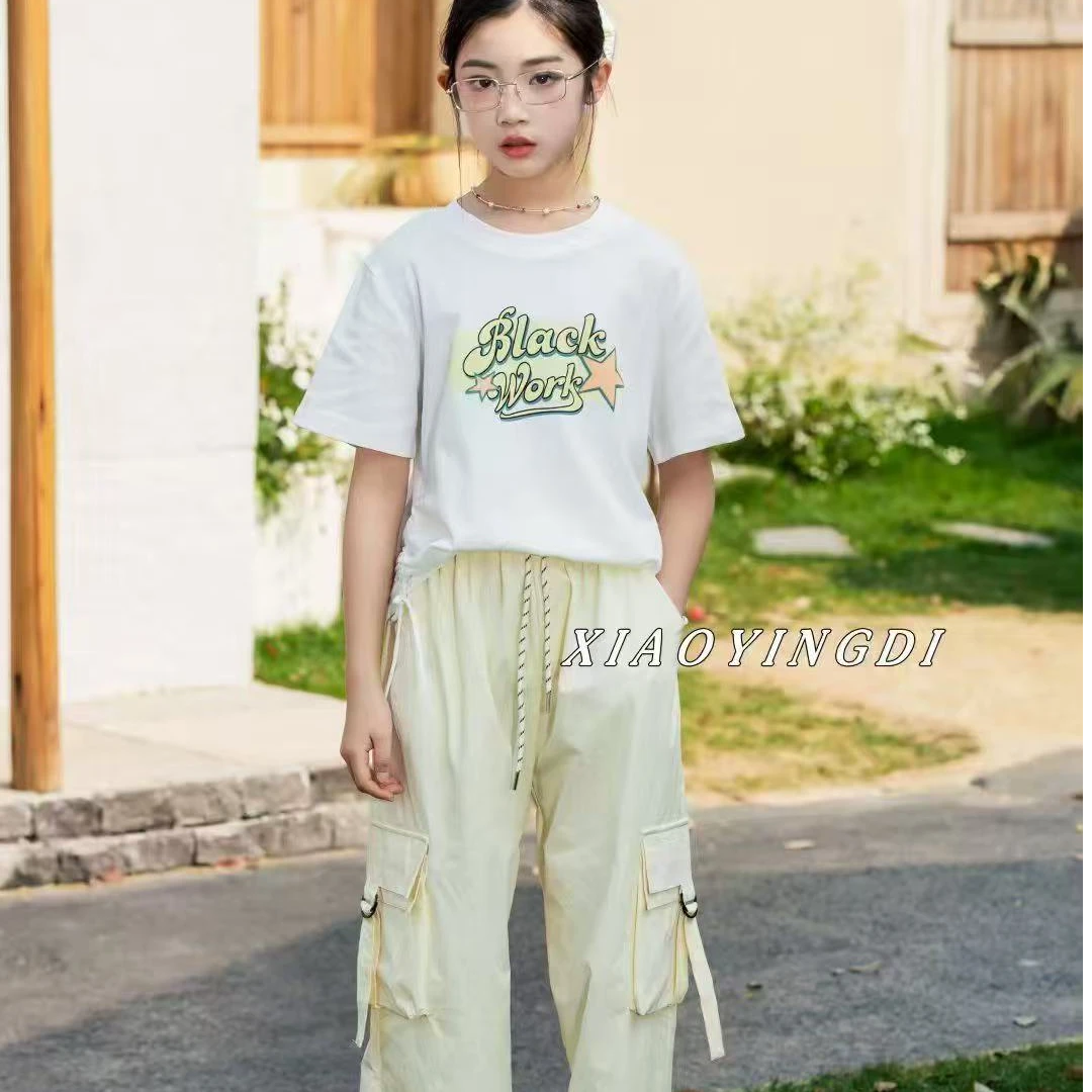 夏季新款童装女孩儿工装裤T恤休闲套装小赢迪25-03