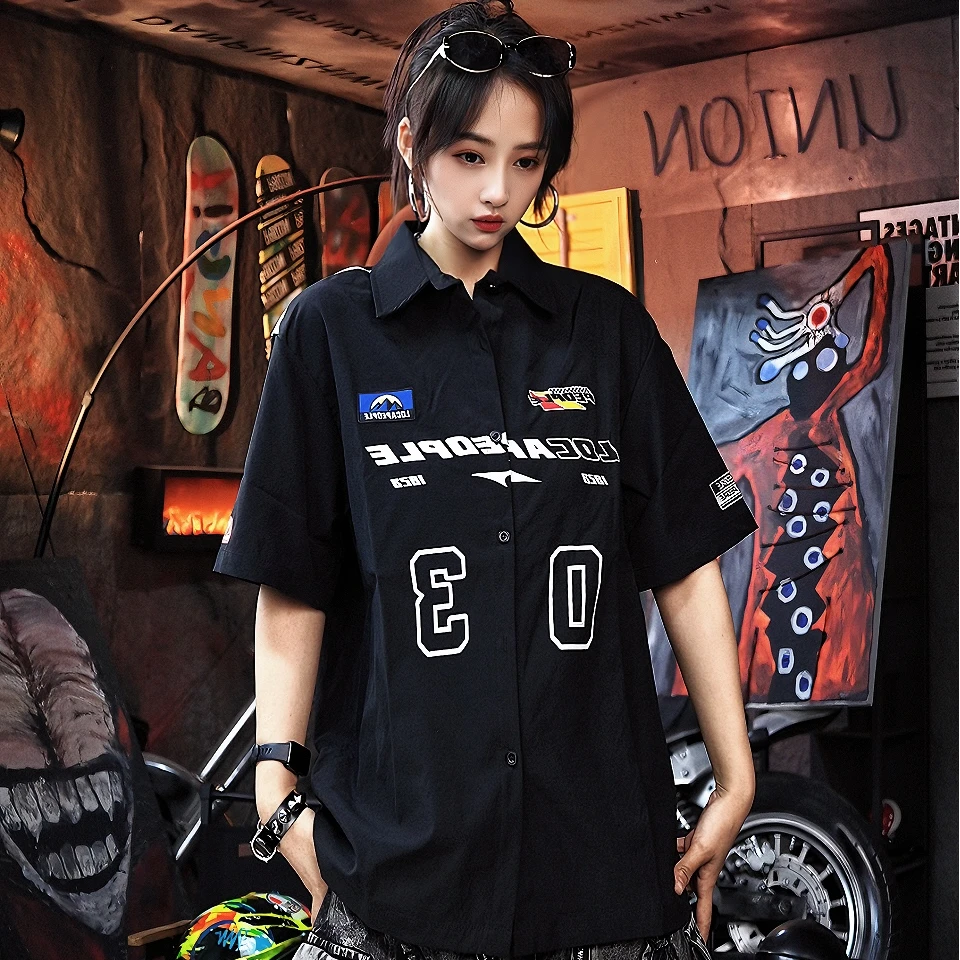 XLUN 【新款】明星同款重磅涂鸦短袖 拼接印花宽松不规则男女款