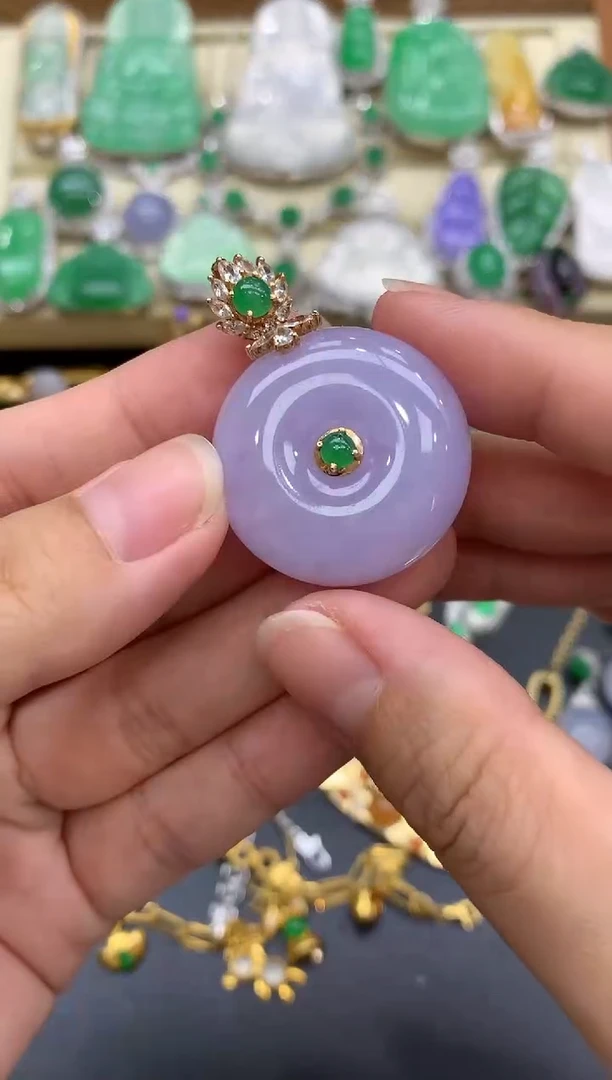 翡翠18K金镶嵌颈饰284-中国好珍宝