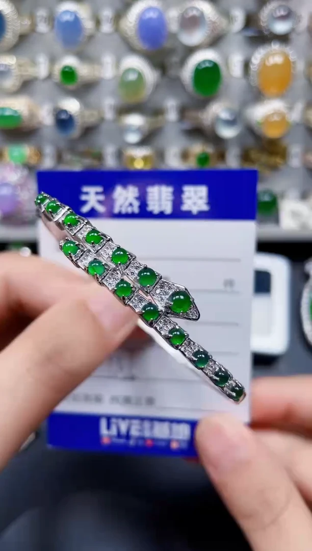 银S925镶嵌手镯翡翠156