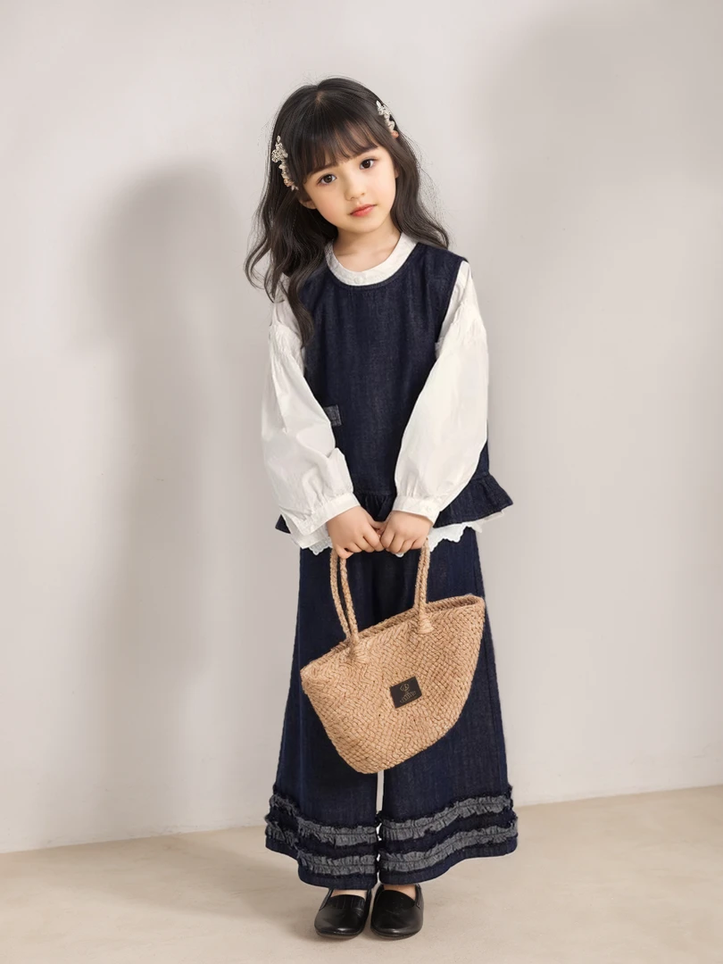 女童花边牛仔套装春装25潮流休闲新款儿童洋气韩版潮酷痞帅童装