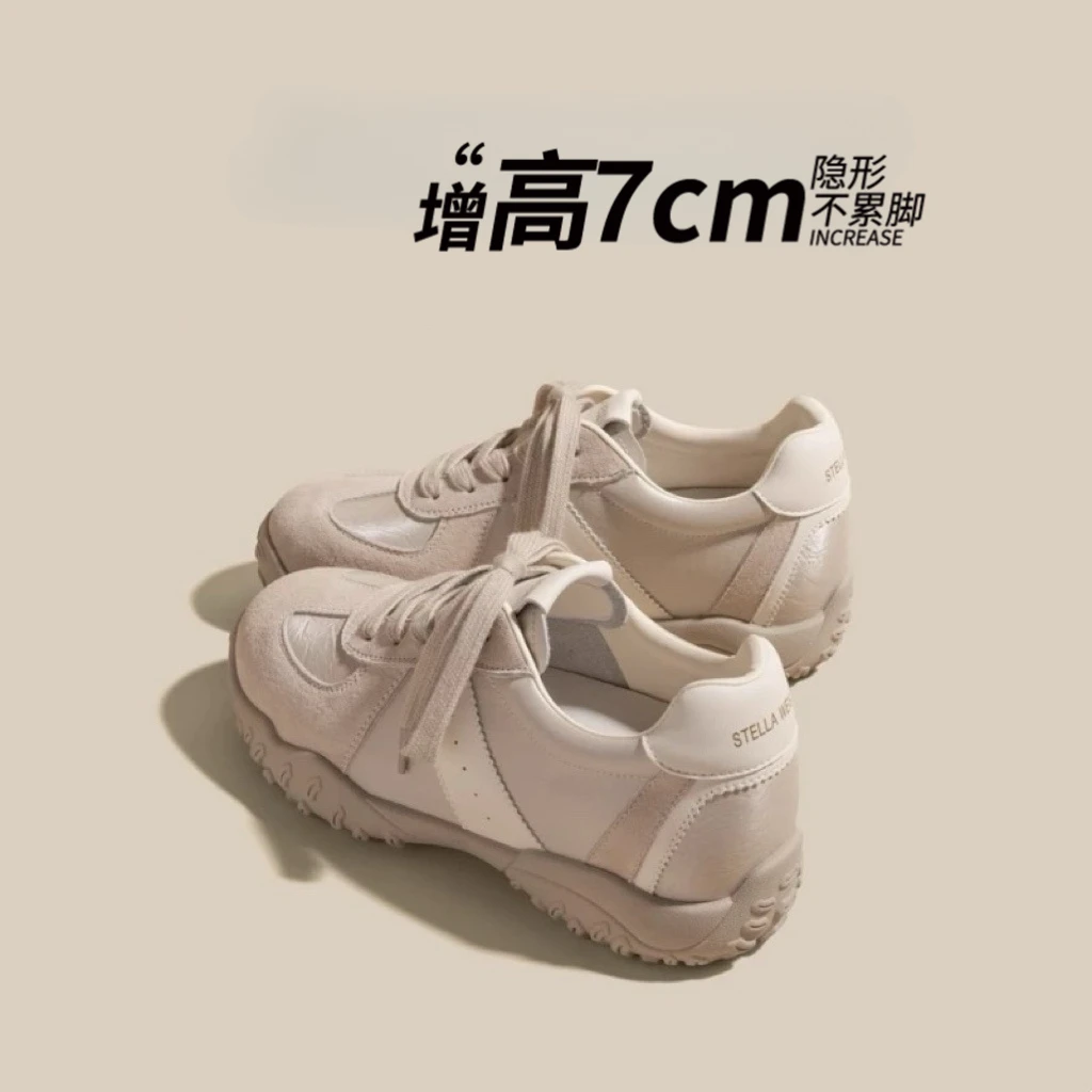 厚底网面透气内增高7cm德训鞋女2025新款夏季超火阿甘休闲运动鞋