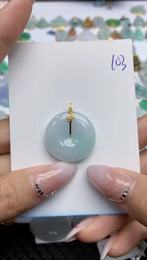 【闪购商品】翡翠颈饰18K金镶嵌天然翡翠A货