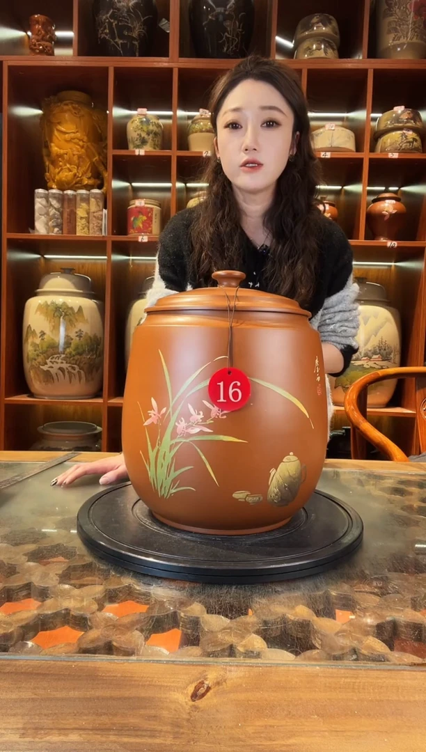 罐云南建水紫陶复烧11饼缸@16