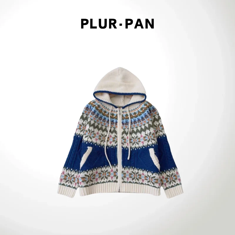 PLUR·PAN时尚休闲设计师款连帽毛针织衫