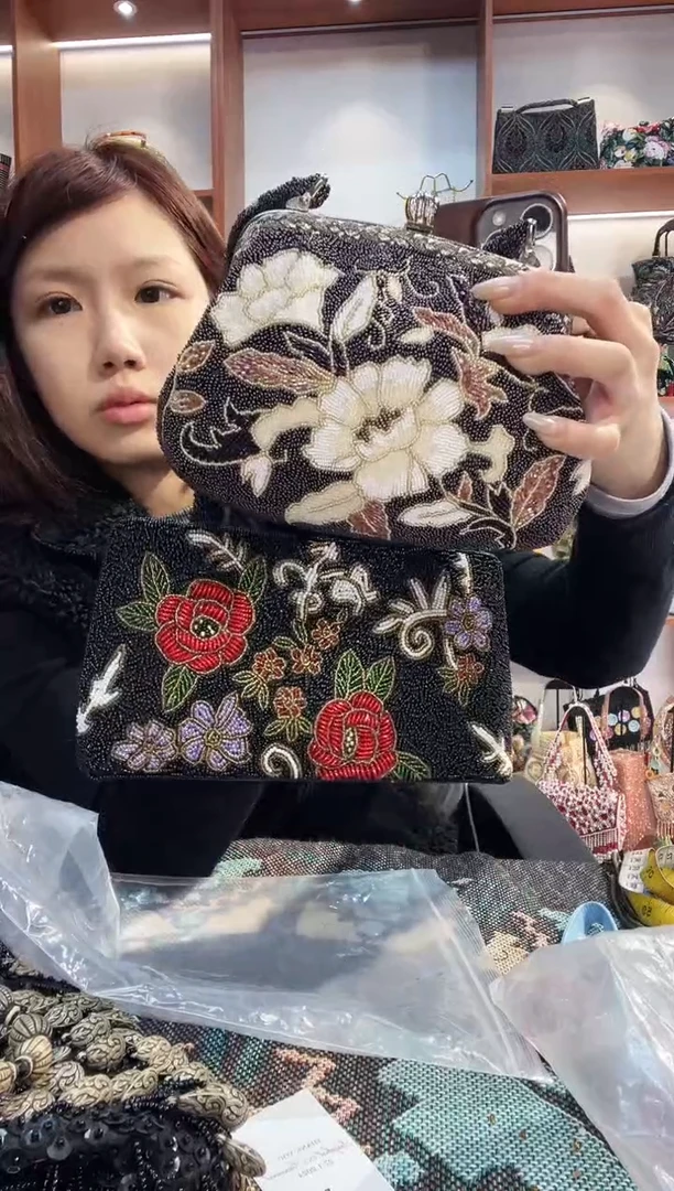织物用****5手工珠珠包包腋下斜跨包手拿包手提晚宴包