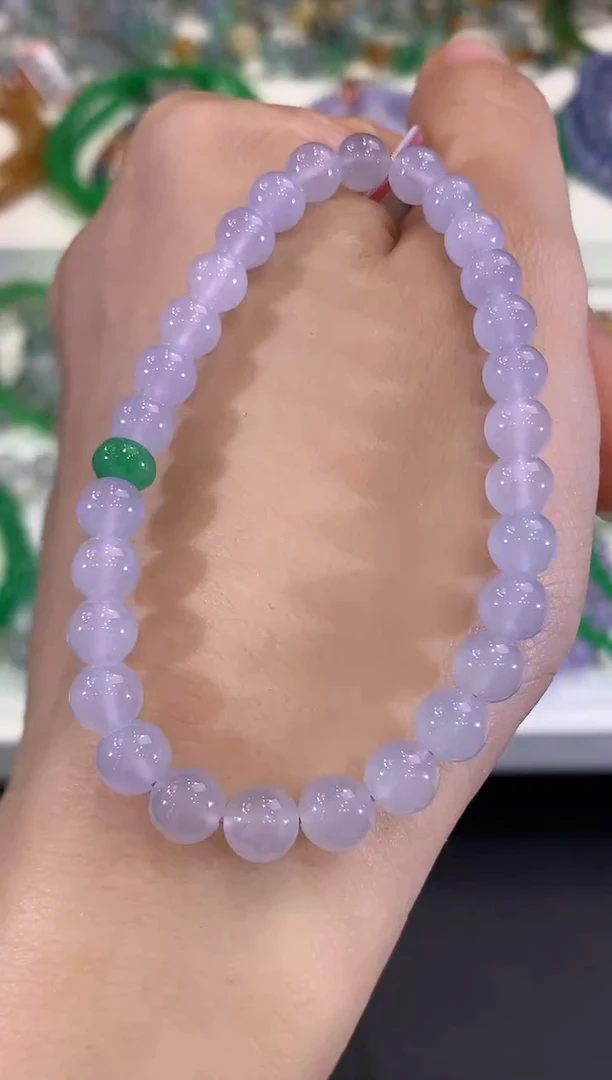 未镶嵌手串翡翠C189 紫货有色差