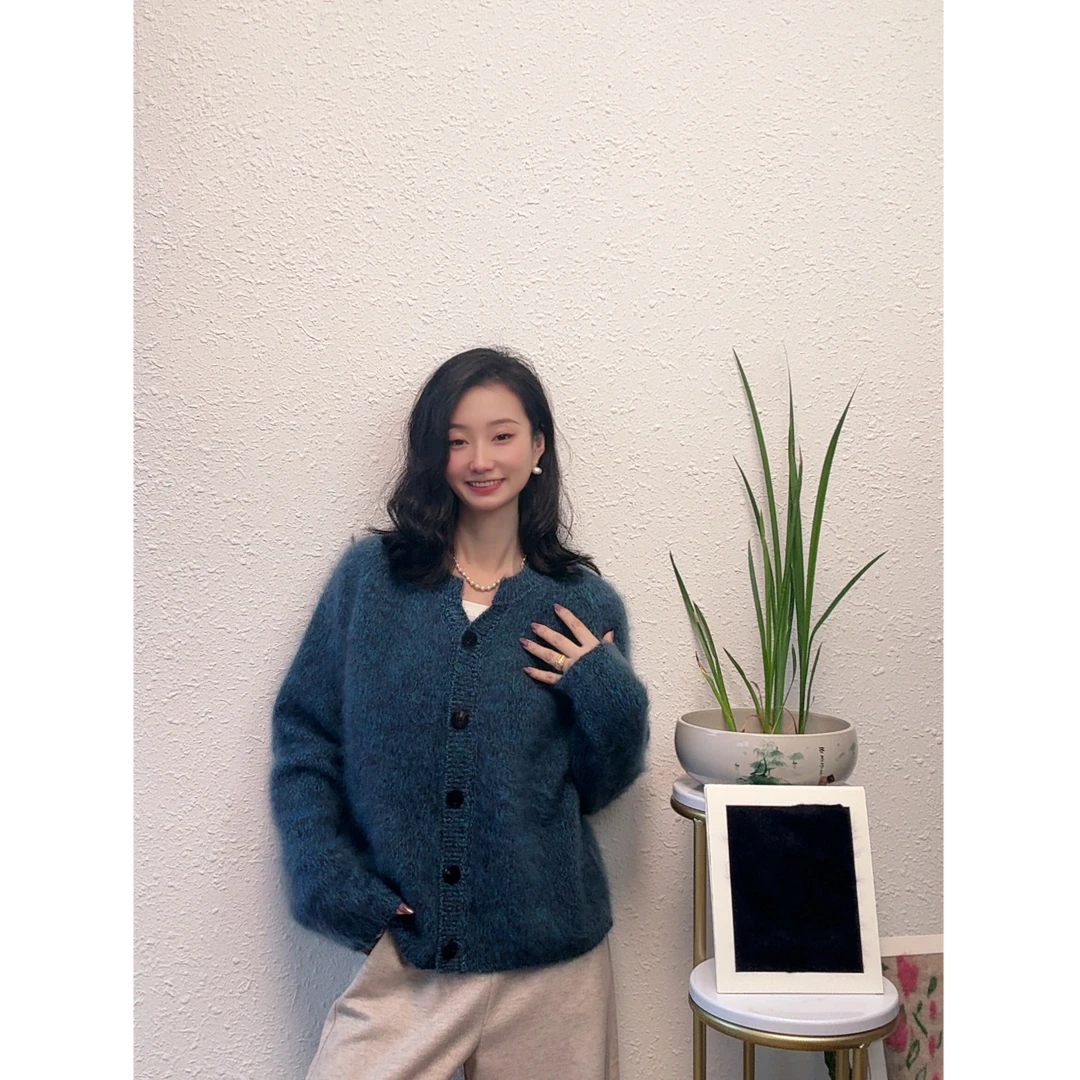 北沐【水洗拉毛】花纱开衫