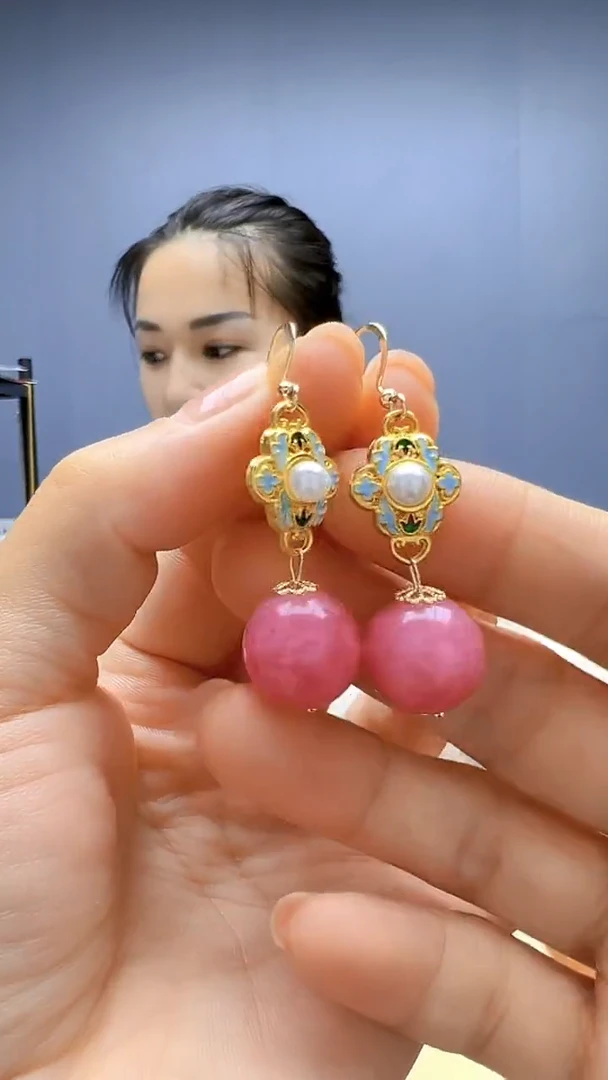 菱锰矿（红纹石）14K金镶嵌颈饰随昔diy颈饰