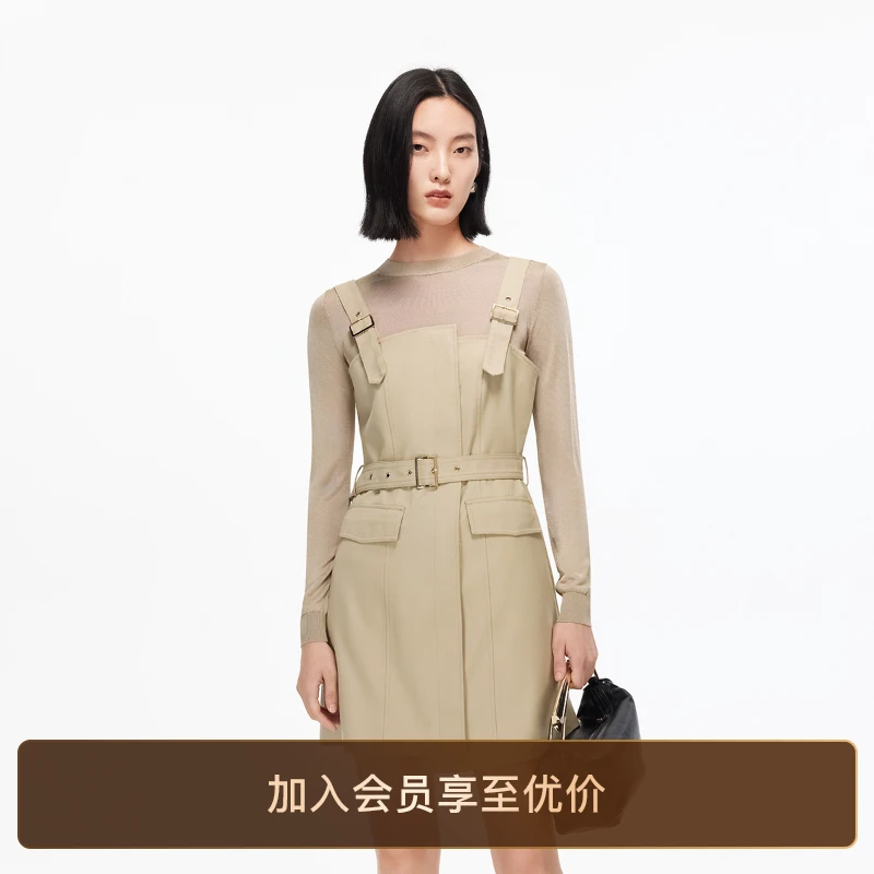 Vero Moda连衣裙25新款真两件不对称裙摆背带裙流光风百搭老钱风