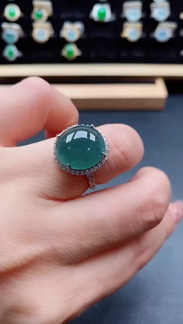 银S925镶嵌戒指翡翠1