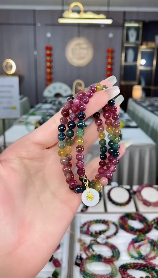 老矿三圈手串6mm+未镶嵌碧玺多样性发货一条mz