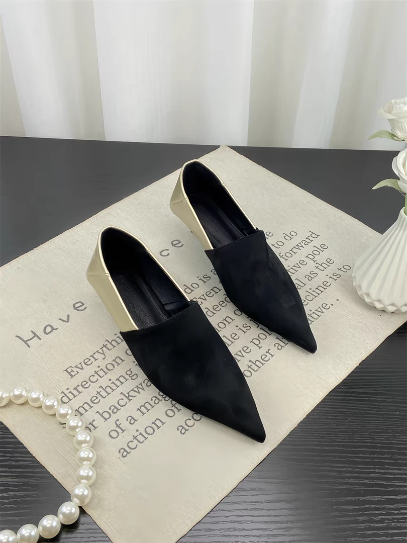 9983春秋气质绒面四季猫跟鞋小跟鞋细跟通勤浅口单鞋