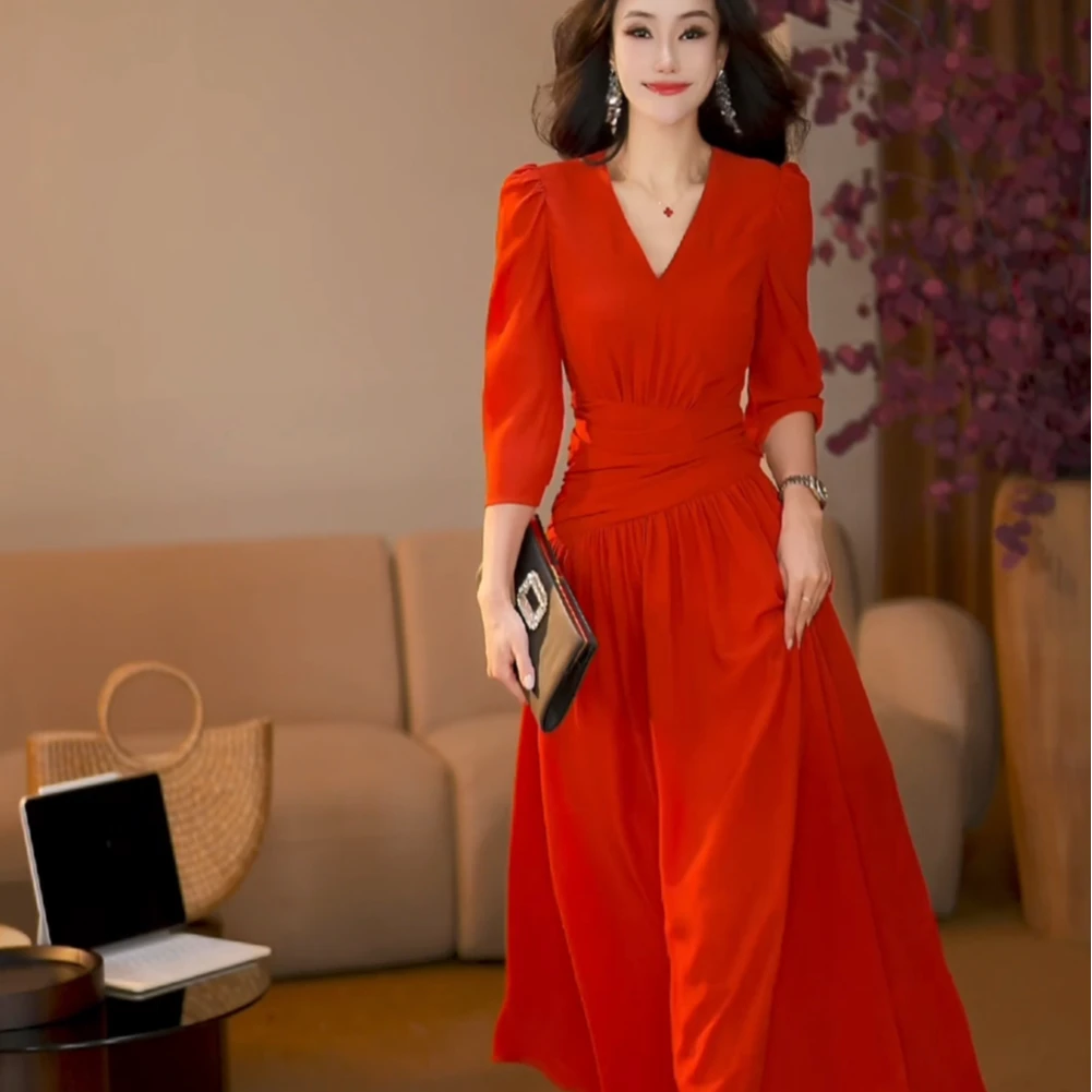 【袁老板推荐】橘子蜜糖 夏季法式轻奢设计师气质显瘦连衣裙-HZ738