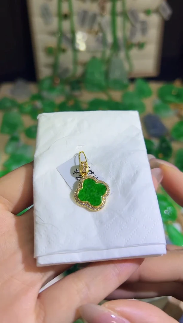 【闪购商品】翡翠颈饰银S925镶嵌Q缅料A货翡翠/支持复检/一件