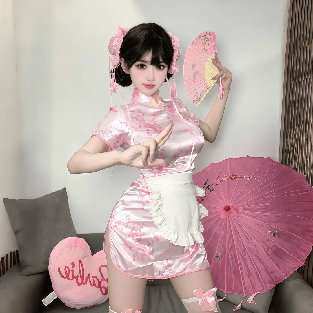 【mewe】旗袍娘免脱情侣制服角色扮演纯欲甜辣风春丽开叉包裙