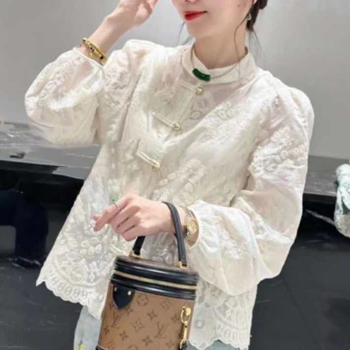 新中式国风衬衫女气质衬衣春装新款2025白色小衫流行爆款外套上衣