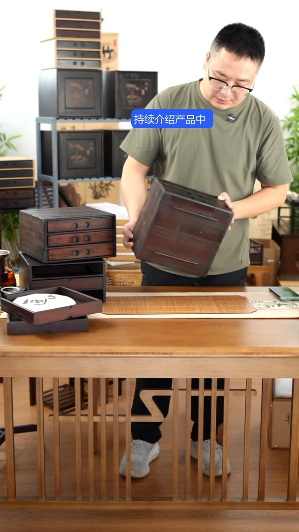 竹三层茶品盒子可叠加的