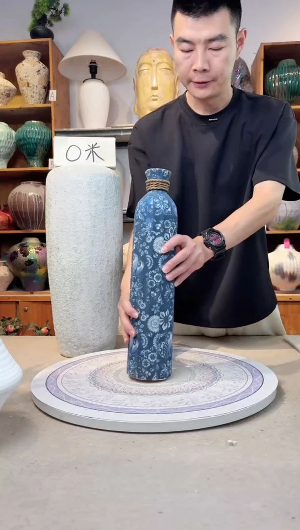 瓶陶瓷花瓶  福利 青花麻绳大号  不装水