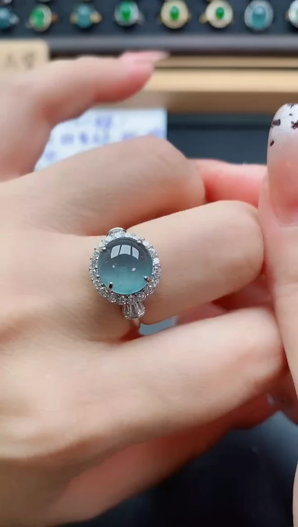 银S925镶嵌戒指翡翠1