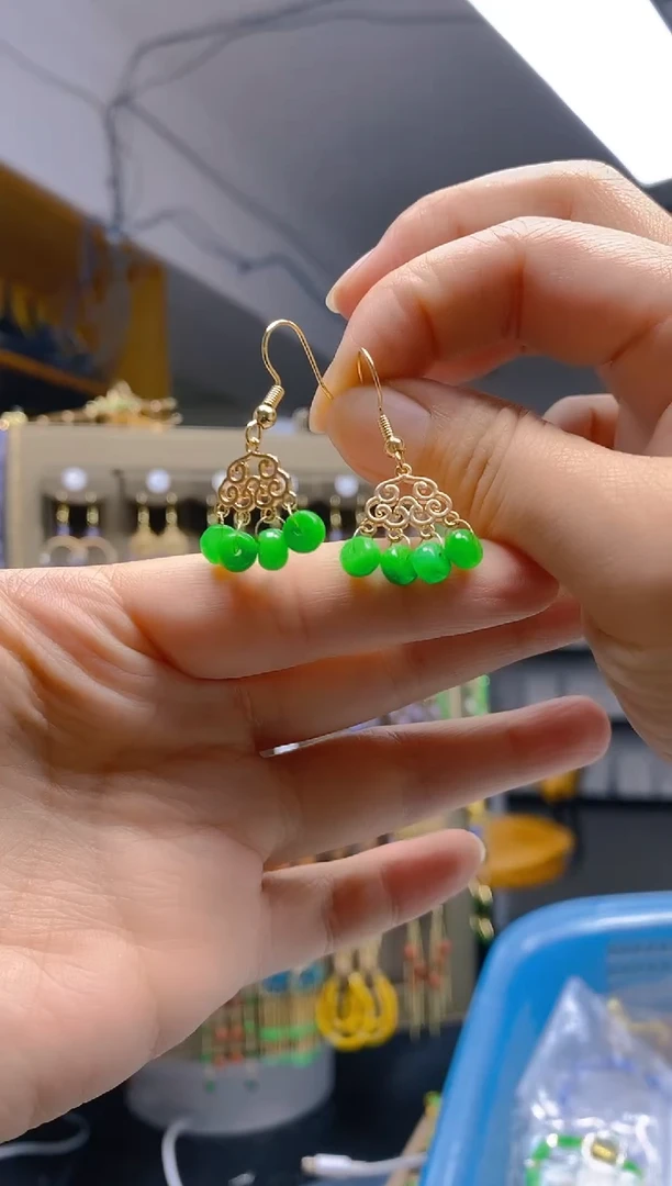 翡翠合金耳饰0292翡翠耳钩