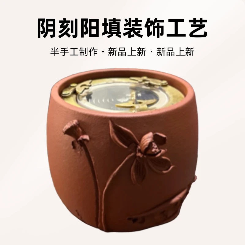 荷运莲莲手工作双用果木炭用或茶桌茶室用工夫茶电陶炉煮茶煮水炉