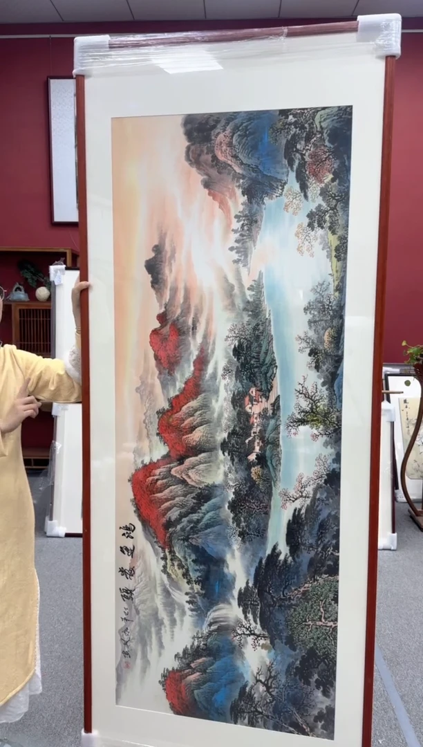 国画手绘 鸿运当头 219*88