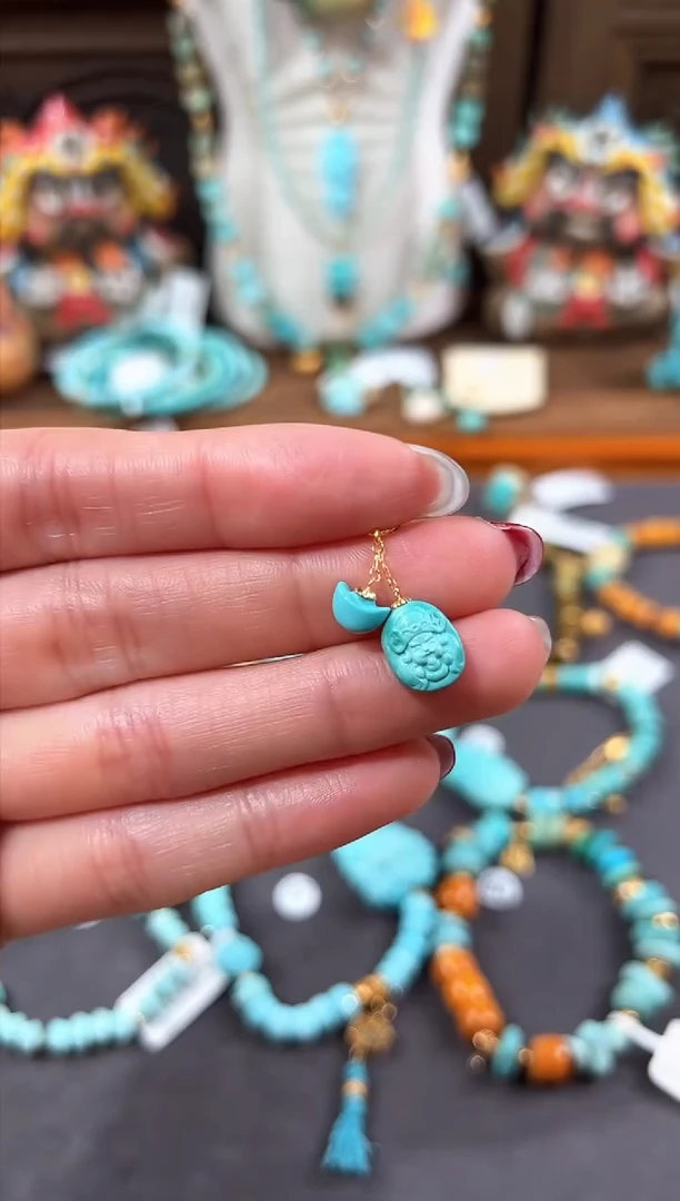 【闪购商品】绿松石提溜18K金镶嵌绿松石提溜