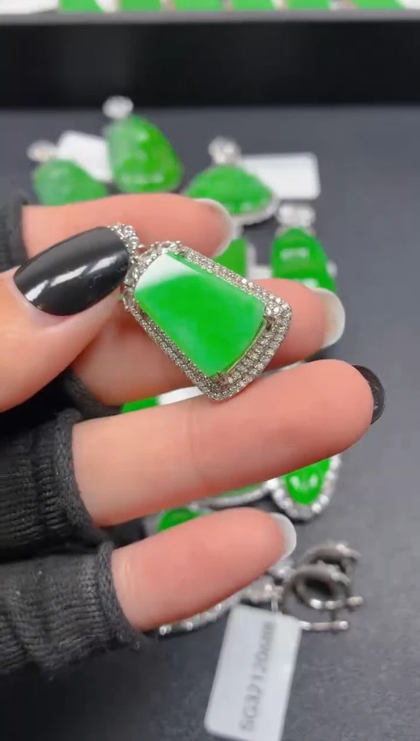 吊坠(不含链)银S925镶嵌翡翠00