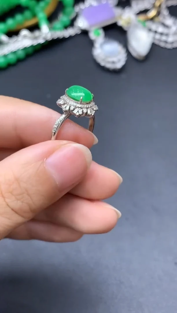 18K金镶嵌戒指翡翠375-中国好珍宝