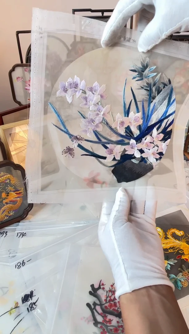 织绣纯手工苏绣双面绣绣布