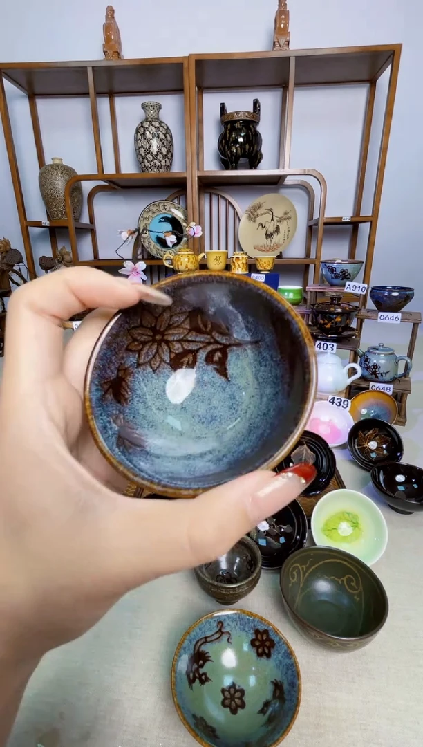 小*【特价剪纸贴花盏】非遗大师手工高温瓷特价款