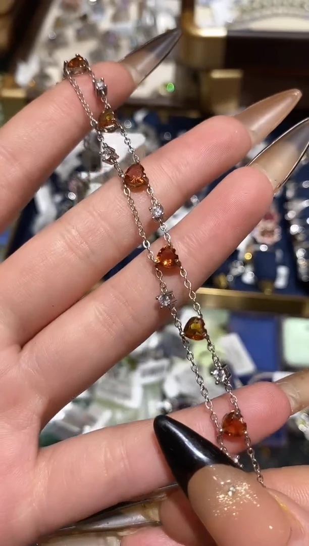 银S925镶嵌手链黄晶楚楚珠宝中古甄选不退换