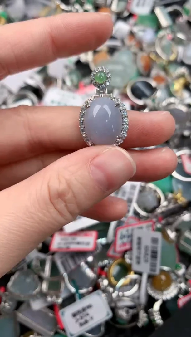 银S925镶嵌戒指翡翠555---9