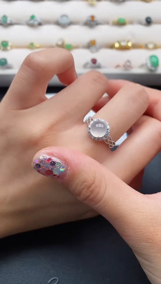 银S925镶嵌戒指翡翠2222222+4