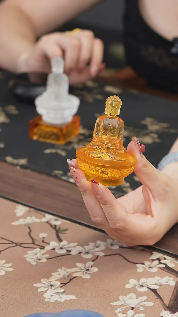 手工艺品琉璃黄色药师佛茶宠摆件