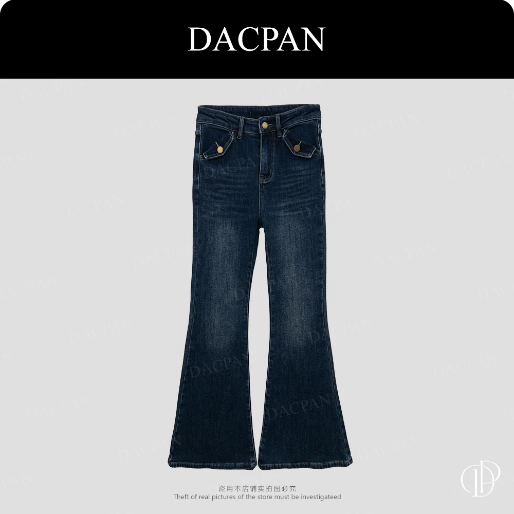 DACPAN-“街拍女王”双口袋加绒微喇牛仔裤  2025/盼·PP 6952