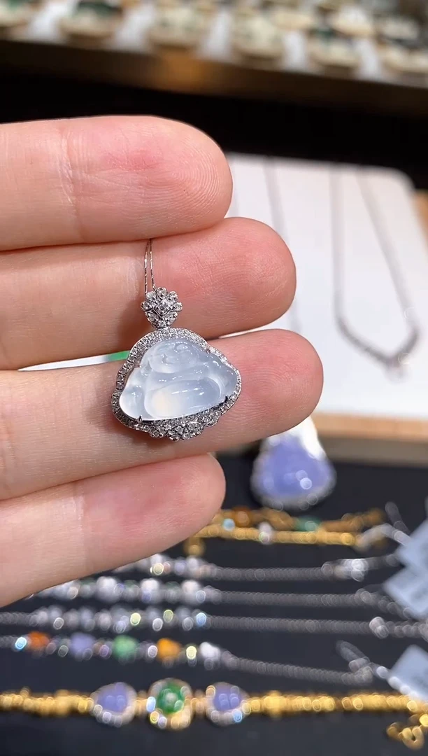 翡翠18K金镶嵌吊坠(不含链)吊坠