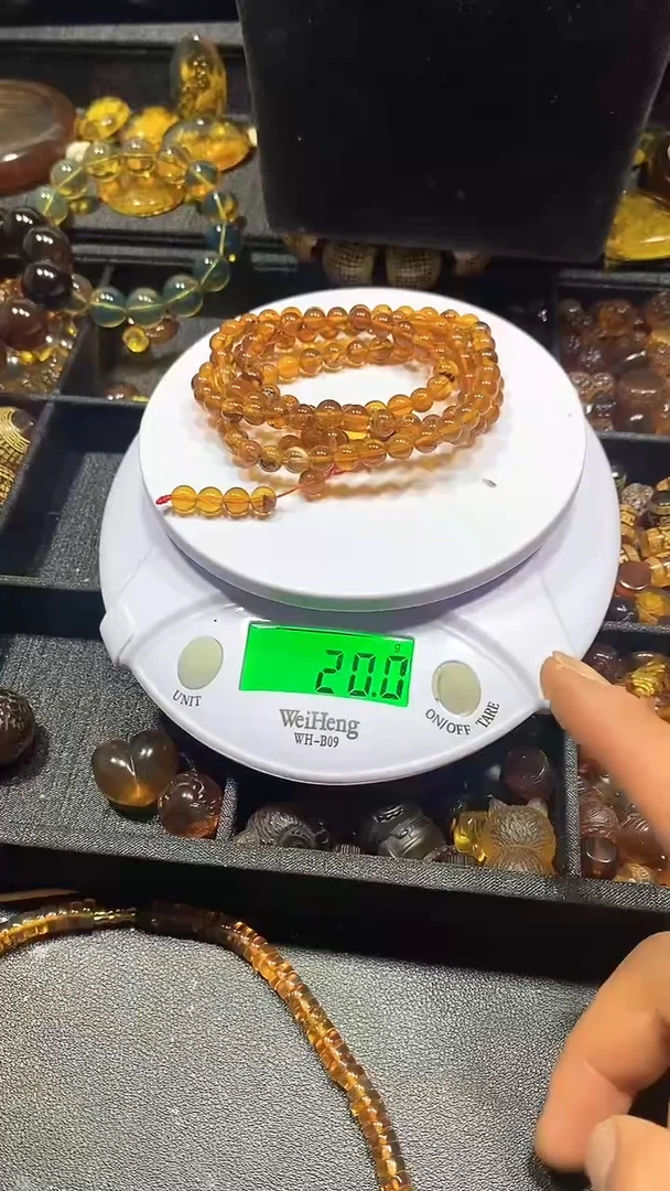 琥珀颈饰未镶嵌天然缅甸琥珀108链子6+