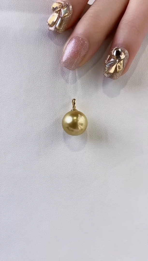 吊坠(不含链)18K金镶嵌海水珍珠12-13南洋金珍珠吊坠