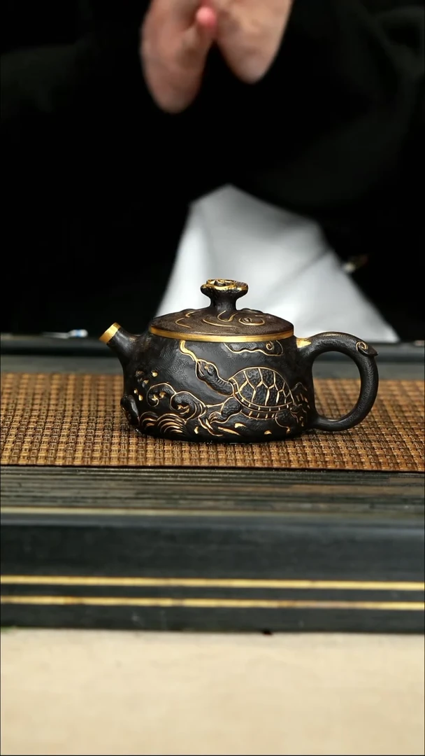 【闪购商品】紫砂茶壶35黑金 灵芝壶