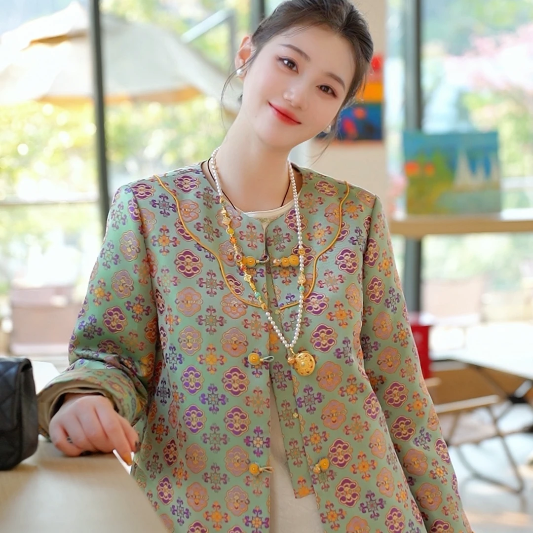 《七七定制》时尚冬季国风新中式气质复古宽松鹅绒保暖外套7131