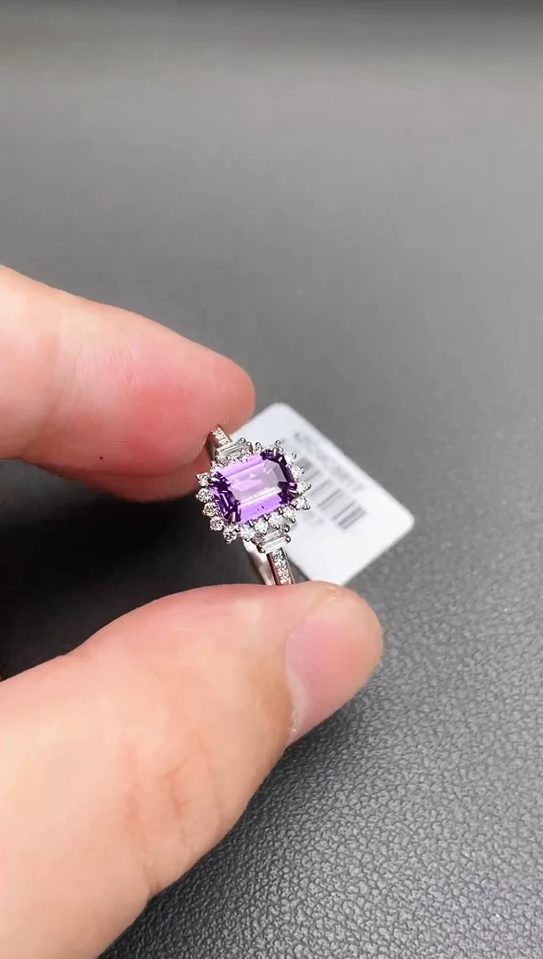 戒指彩色蓝宝石18K金镶嵌1.15ct/紫蓝宝/AIGS/七天鉴赏
