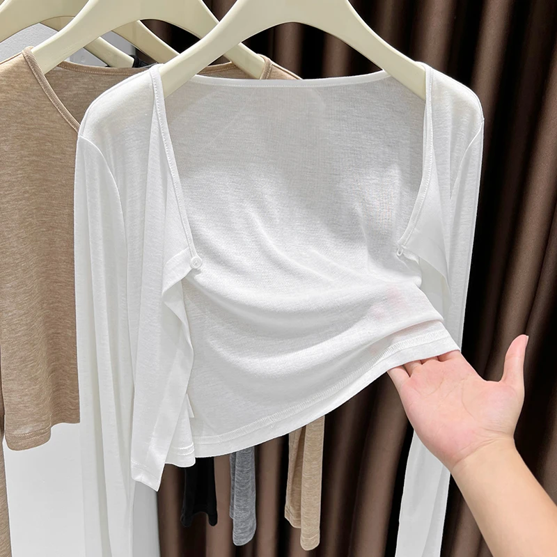 小坎肩针织开衫外套女配吊带裙外搭冰丝圆领披肩罩衫新款长袖上衣