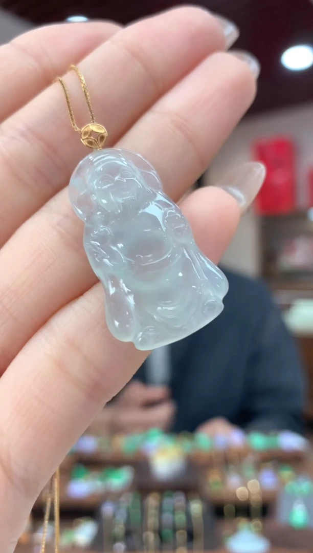 【闪购商品】翡翠吊坠(不含链)18K金镶嵌财神