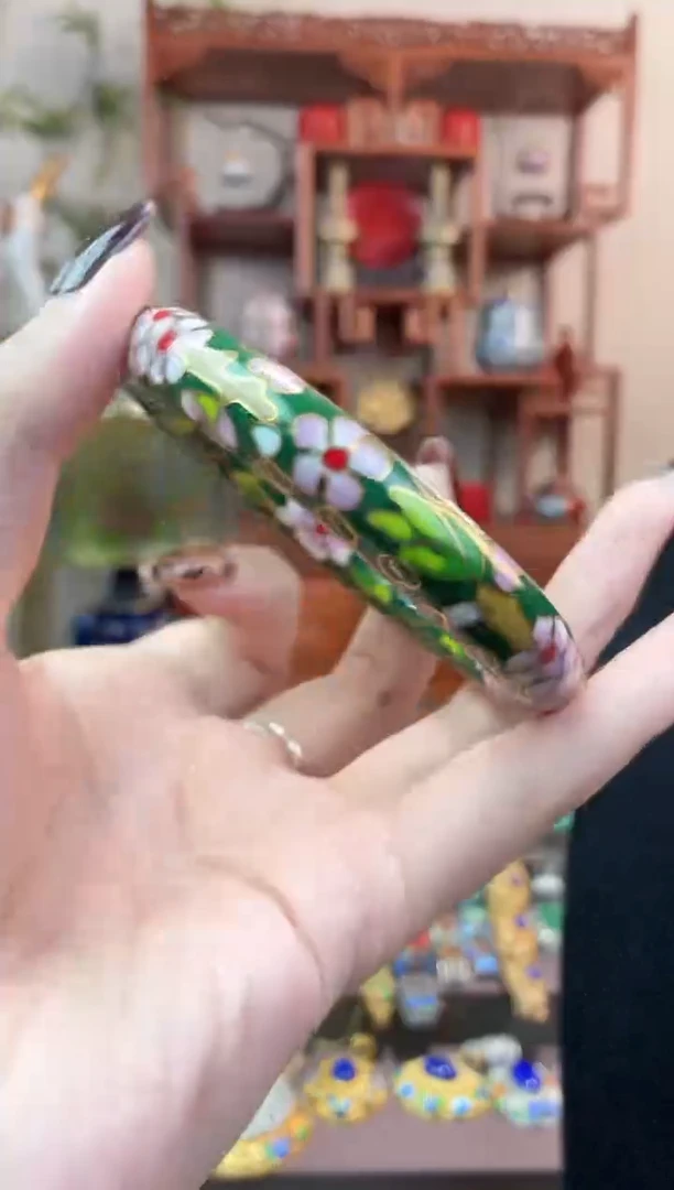 非遗手工景泰蓝镯子绿色